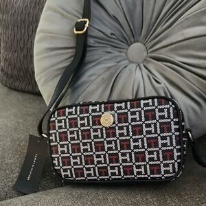 Tommy Hilfiger Blue and Red Crossbody Bag